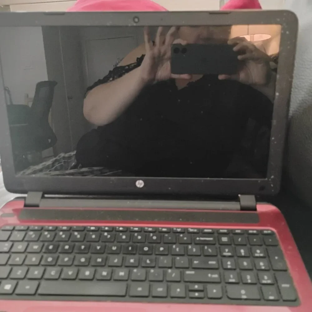 HP Portable Red laptop.
